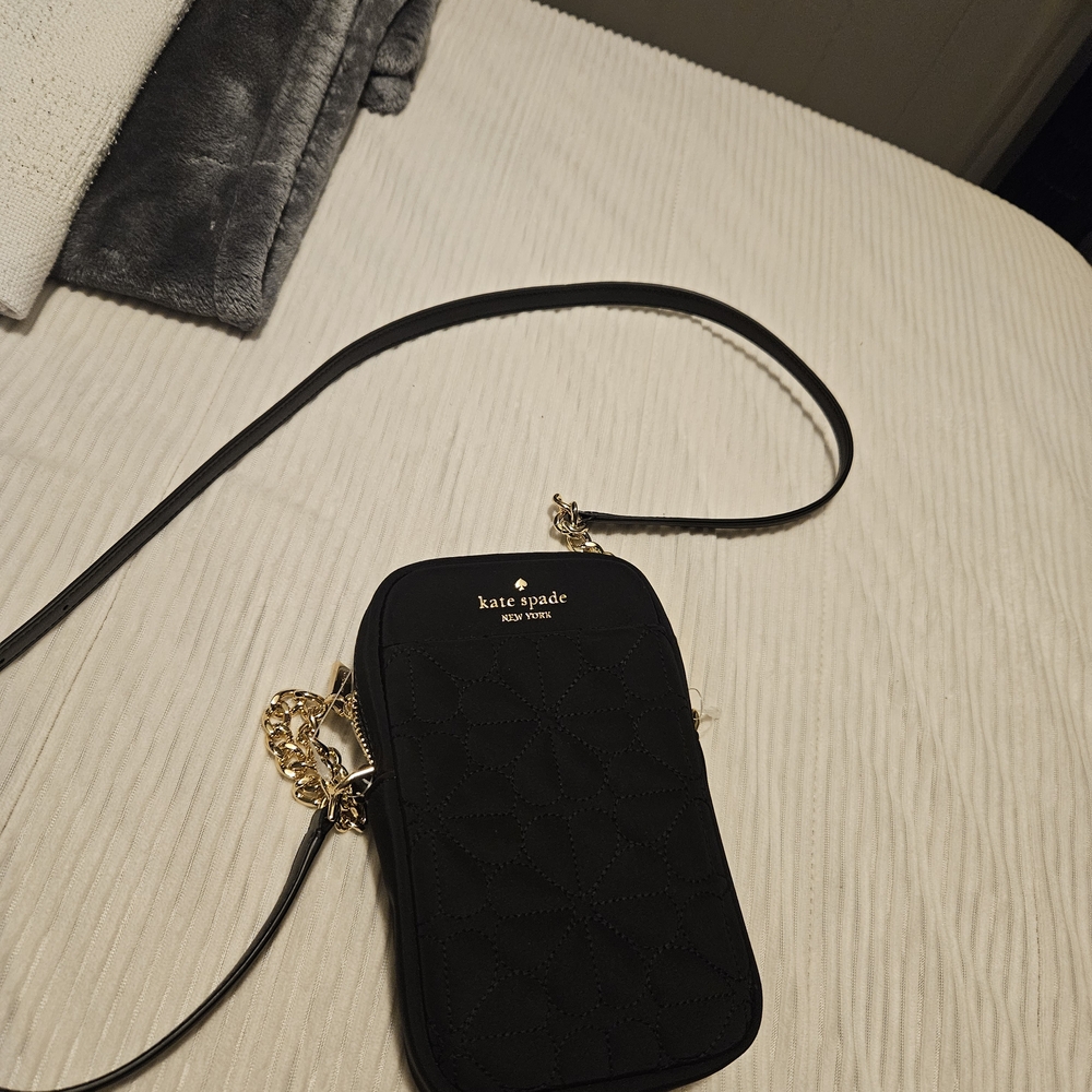 Kate Spade Quilted Black Crossbody Bag with Gold Accents